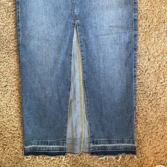 Express Denim Maxi Skirt Front Slit Jean Long Skirt High Waisted Blue Size 4 - Picture 5 of 8